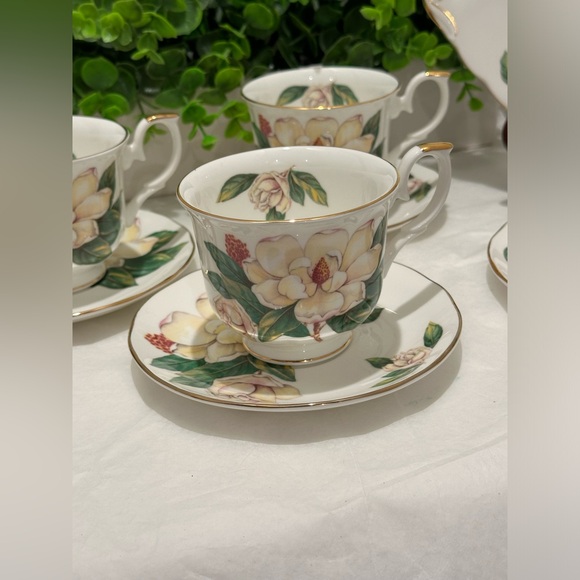 Allyn Nelson Tea Cup, Saucer & Plate Fine English Bone China Floral Yellow/White - Picture 2 of 14